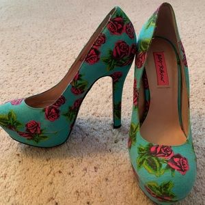 Blue floral Betsey Johnson Heels